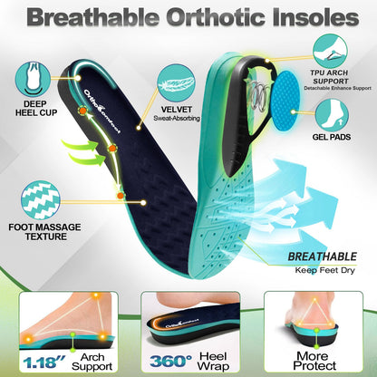Men's Orthopedic Diabetic Wide Walking Shoes: Adjustable Fit Arch Support Ergonomic Lightweight Cycling Sneakers, Breathable Plantar Fasciitis Orthotic Foot Pain Relief Leisure Shoes Dark Blue Size 8