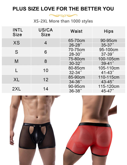comeondear Mens Sexy Underwear Shorts Pants with Removable Pouch See Through Lace Boxer Briefs Erotic Gay Underwear for Men Cumdump Clubwear Black