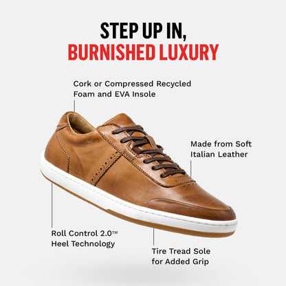 Piloti Driving Shoes for Men, Avenue Italian Leather Driving Performance Everyday Sneakers for Men,Cognac 10