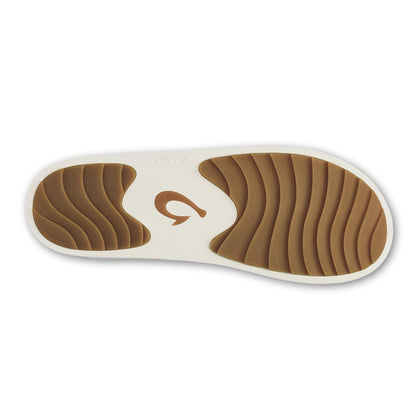 OLUKAI Mani Women's Leather Mule Slippers, Soft & Comfortable Slippers with Fleece Lining, Thick Rubber Outsole, All-Day Wear, Dark Oak/Golden Sand, 8