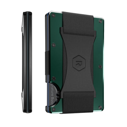 The Ridge Wallet - Slim Minimalist Compact Wallet and Card Holder, | RFID Protected Front Pocket Wallets | Integrated Cash Strap | Forest Green