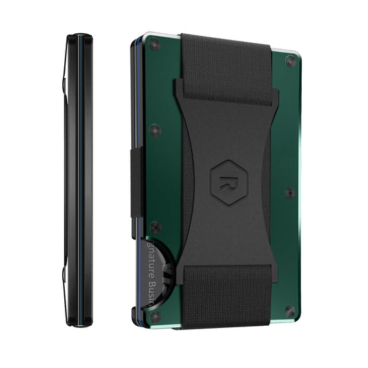 The Ridge Wallet - Slim Minimalist Compact Wallet and Card Holder, | RFID Protected Front Pocket Wallets | Integrated Cash Strap | Forest Green