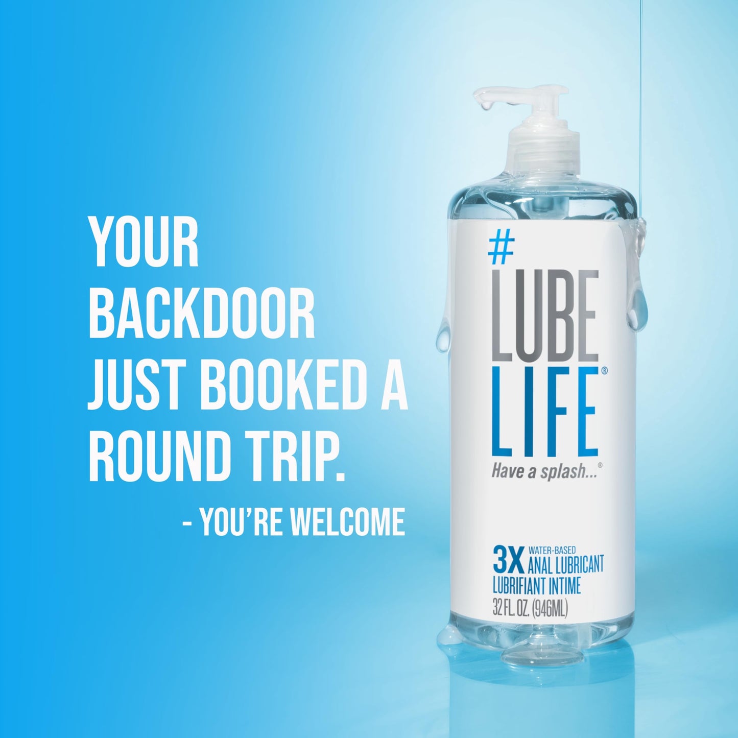 LUBELIFE 3X Anal Lubricant, Thicker Water-Based lube for Men, Women and Couples, Extra Protection, Non-Sticky, Smooth Glide, 32 Fl Oz