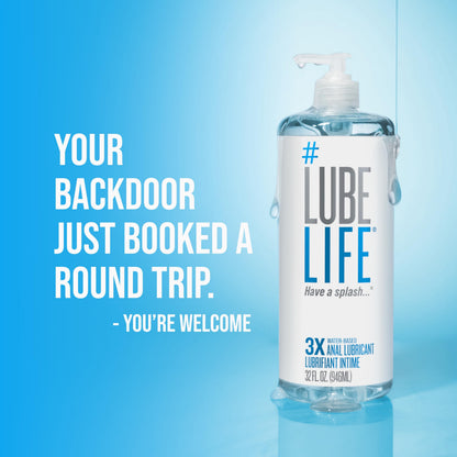LUBELIFE 3X Anal Lubricant, Thicker Water-Based lube for Men, Women and Couples, Extra Protection, Non-Sticky, Smooth Glide, 32 Fl Oz