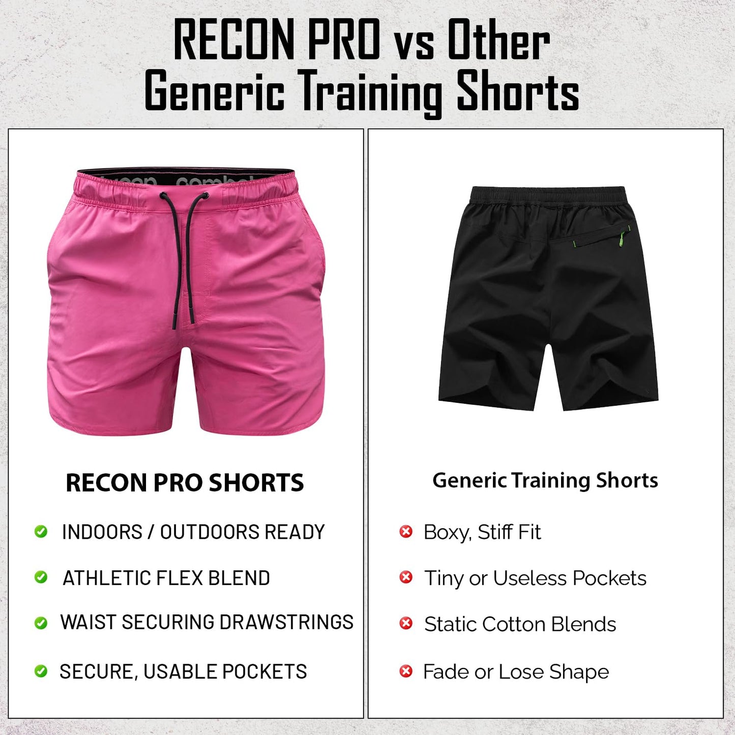 Men’s Recon Pro Training Shorts with Pockets – Lightweight Gym & Workout Shorts – 5.5” Inseam, Quick-Dry 4-Way Flex Fabric, Athletic Fit for Training, Running & HIIT Neon Pink X-Large