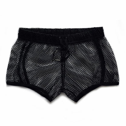 FIROTTII Mens Mesh Shorts Sexy Boxers See Through Boxers for Men Black