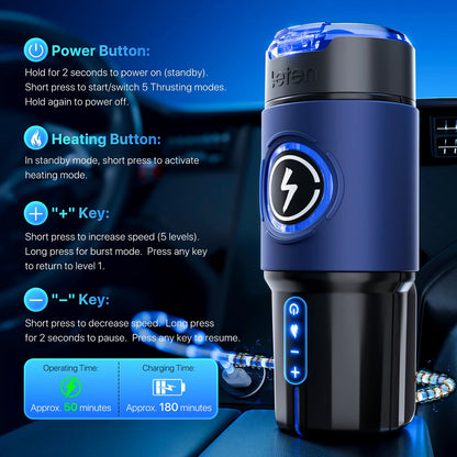 EINSEO Male Masturbator Sex Toys for Men - Thrusting Male Stroker with 360° Heating, 5-Speed Smooth Motion Blowjob Adult Men's Sex Toy, Silent Brushless Motor, Pocket Pussy Realistic Sleeve Penis Pump