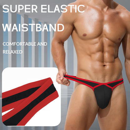 Mens Pouch Thong Sexy And Fashion Underwear, Ice Silk T-Back Thongs Athletic Supporter,A1-1940DK-Black,Medium