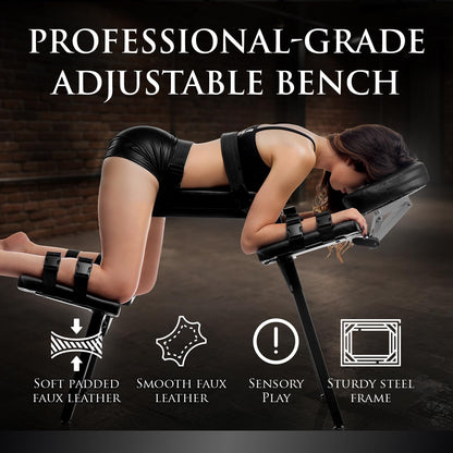 Master Series Adjustable Restraint Bench with Wrist Cuffs Men, Women
