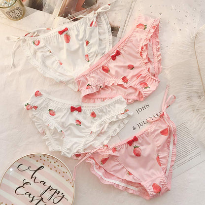 Joyralcos Japanese Stawberry Print Bikini Panties 2 Pack Briefs Cosplay Anime Underwear (Classic Style) - Sissy and Femboys