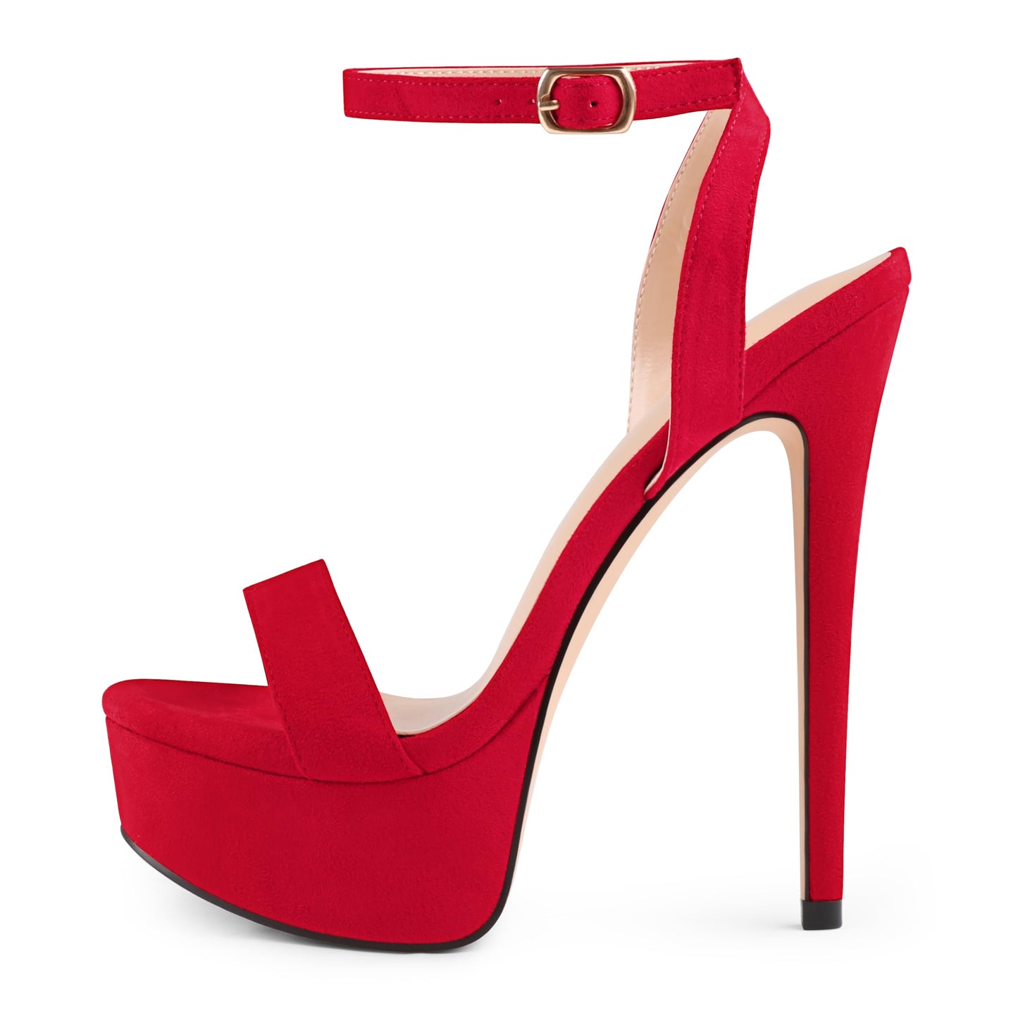 Women's Platform Heels Sky High Heel Sandals Red Suede US7.5