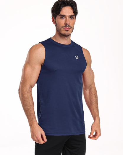 NELEUS Men's Dry Fit Workout Athletic Tank Basketball Running Shirts,5015,Black/Grey/Navy Blue,L