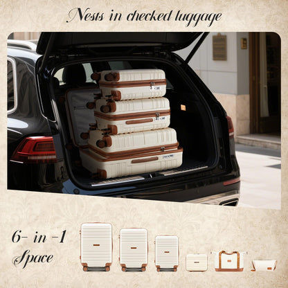 CASELLY Luggage Sets with spinner wheels, PC+ABS Hard Shell Travel Luggage,Lightweight Carry-on suitcases with TSA Lock,YKK Zippers (Green, 7 piece sets（14/18/20/24/28/DB/TB）)