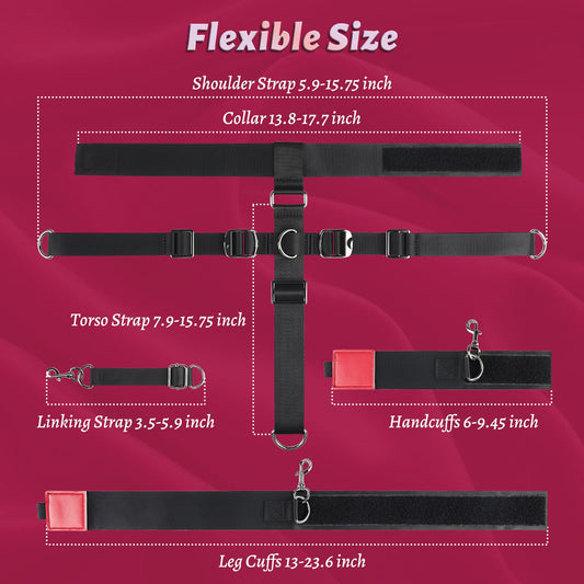 Sex Bondage Restraints Set, 8 Pcs Versatile BDSM Kit Couples Sex Toys with Adjustable Sex Straps Handcuffs Thigh/Ankle Cuffs & Blindfold, Bondage Gear & Accessories Adult Toys Sex Toy for Bed SM