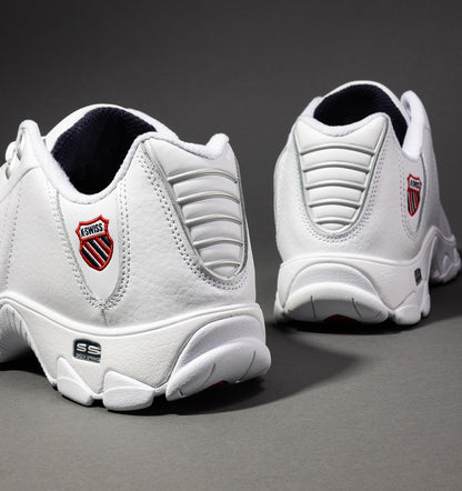 K-Swiss Men's ST329 CMF Sneaker, White/Navy/Red, 10.5 M