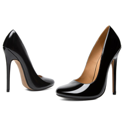 Unisex Men's Women's Round Toe High Heels Stiletto Pumps Dress Party Shoes （BLP13 Black 8.5）