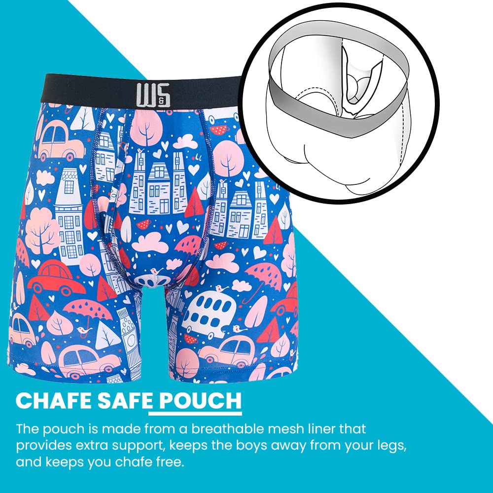 Warriors & Scholars Chafe Safe Pouch Boxer Briefs For Men Pack Of 6, Ultra Soft, Breathable Quick Dry, Moisture-Wicking, Buldge Enhancing Mens Underwear, AM95 L