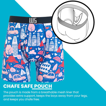 Warriors & Scholars Chafe Safe Pouch Boxer Briefs For Men Pack Of 6, Ultra Soft, Breathable Quick Dry, Moisture-Wicking, Buldge Enhancing Mens Underwear, AM95 L