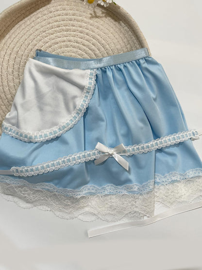 3-Pieces Maid Costume Outfit For Men, Men's Mini Skirt Sissy Outfit Crossdressing (Blue, One Size)
