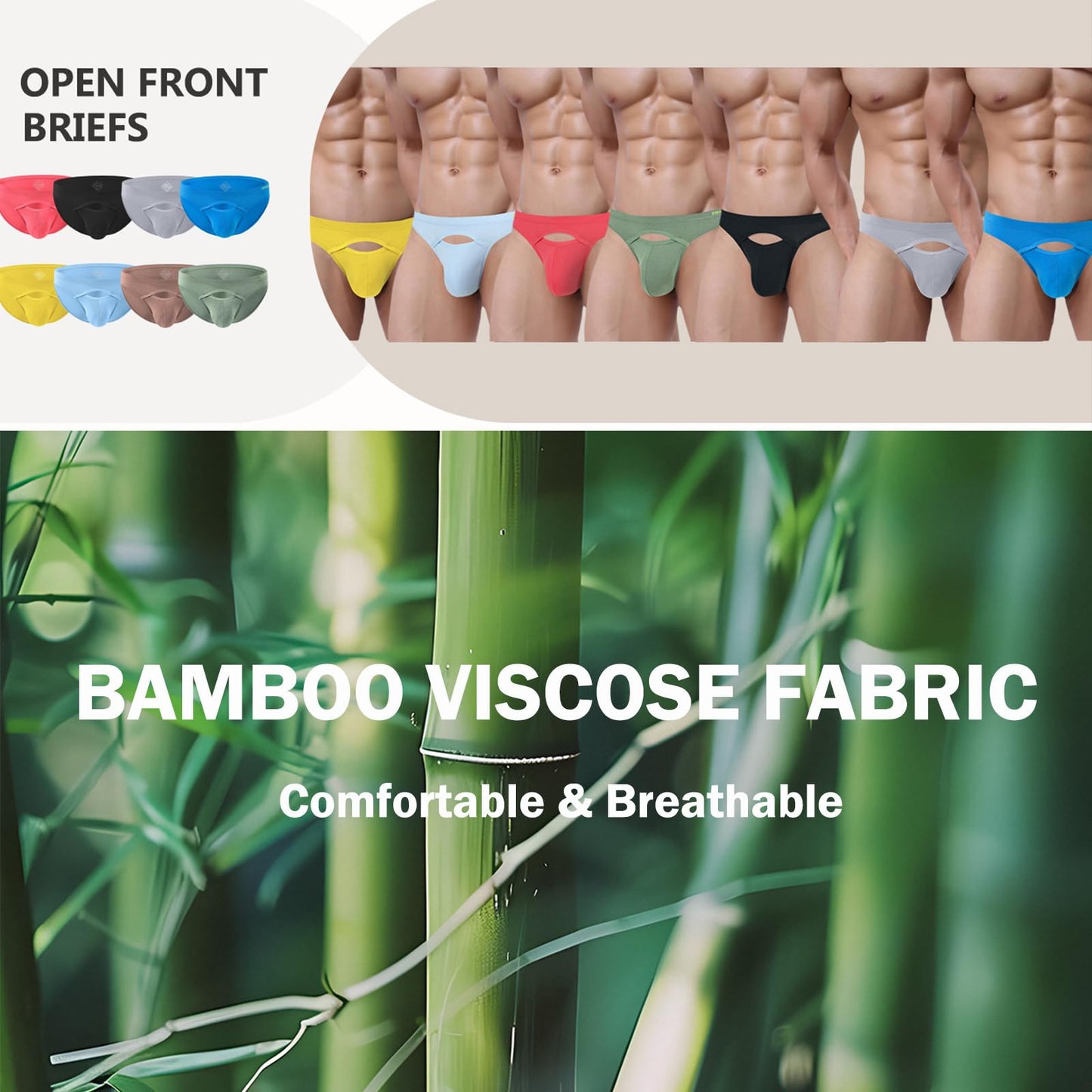 Sexy Underwear for Men Bikini Briefs Pouch Low Rise Bamboo Viscose Panties