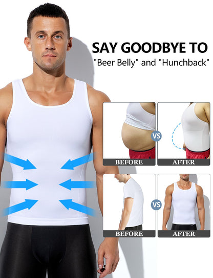 Arjen Kroos Compression Shirts for Men Body Shaper Slimming Tank Top Undershirts Gym Gear Shapewear 4 Pack