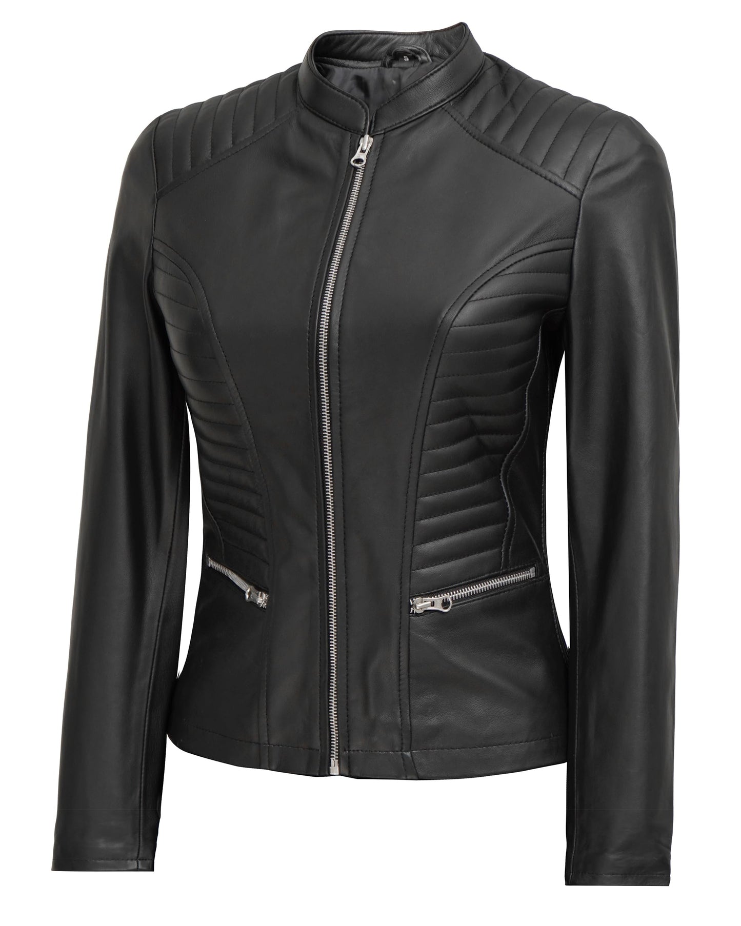 Blingsoul Black Lambskin Leather Jacket Womens - womens jackets casual| [1310423] Rachel Black, M