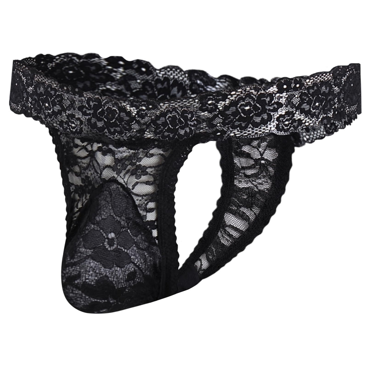 Gay Lace Frilly Sissy Panties Femboy Mens Thong Sexy Underwear Black