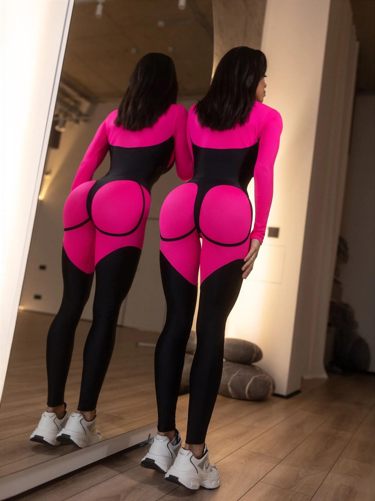 Bona Fide Mistress Workout Jumpsuit for Women, Neon Pink, X-Small