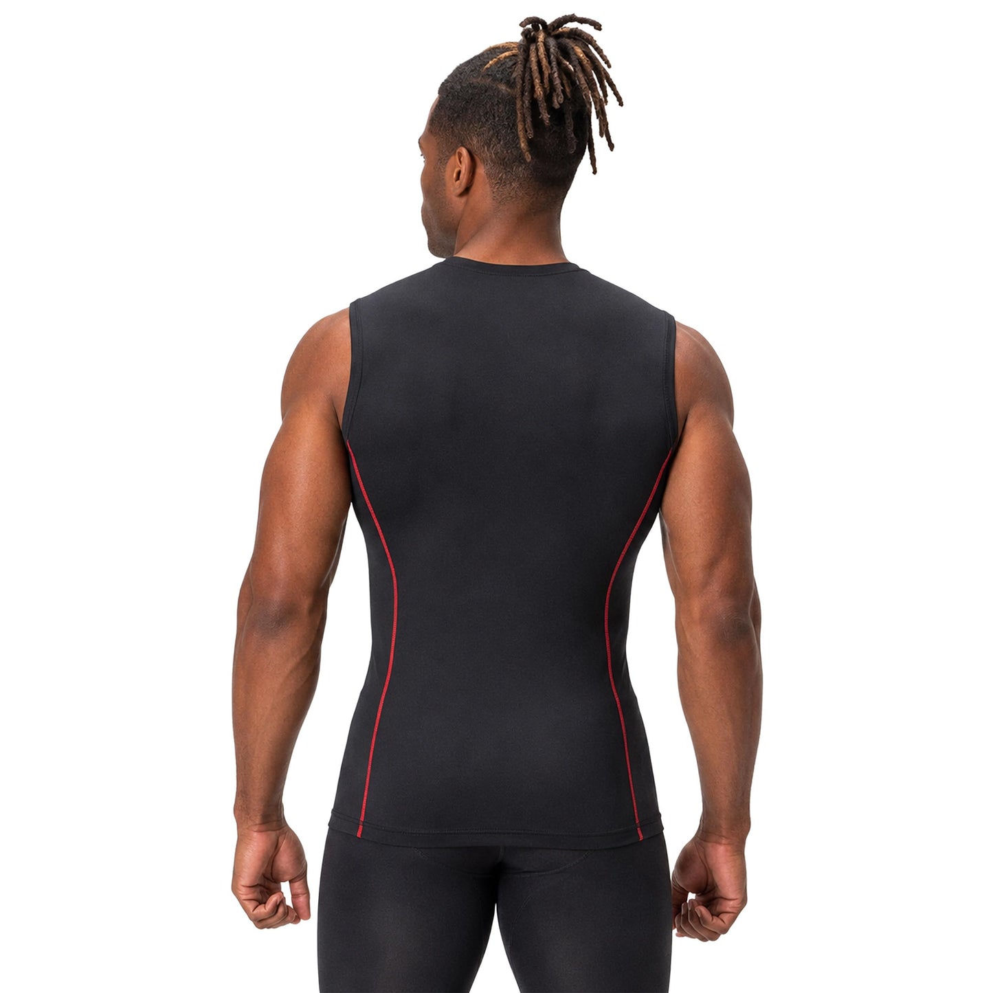 3 Pack Men's Compression Shirts Sleeveless Workout Tank Top Baselayer for Gym Training, Running, Moisture Wicking (Large, Black/Black/Black)