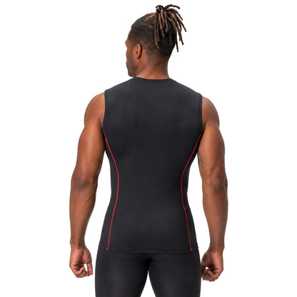 3 Pack Men's Compression Shirts Sleeveless Workout Tank Top Baselayer for Gym Training, Running, Moisture Wicking (Large, Black/Black/Black)