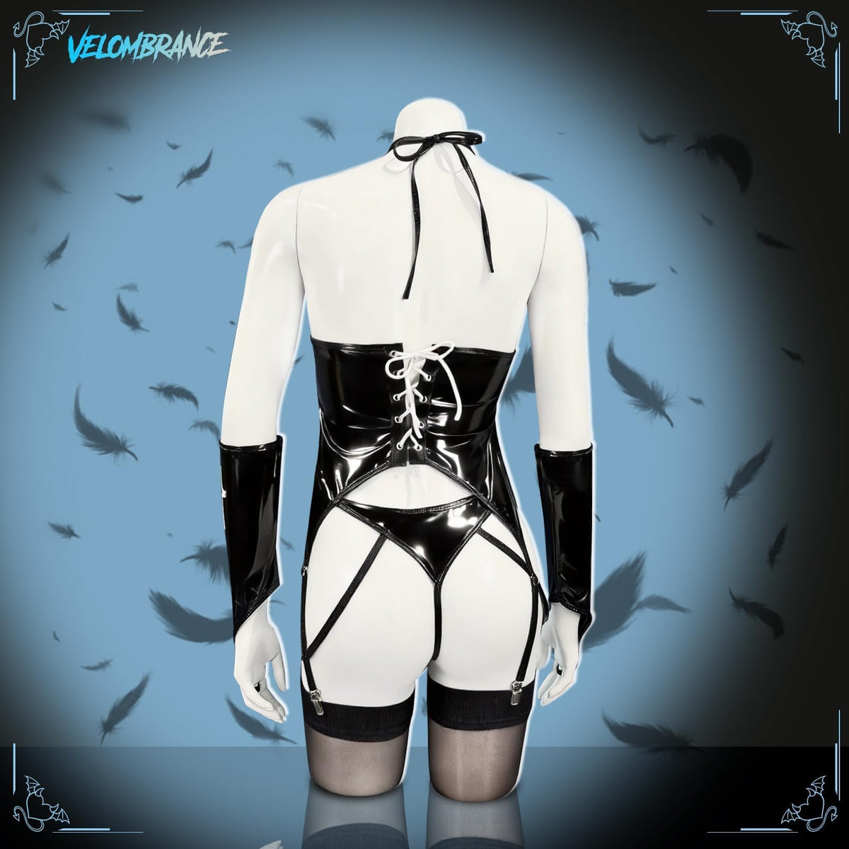 Men Succubus Cosplay Lingerie Anime Devil Set(Black, M)