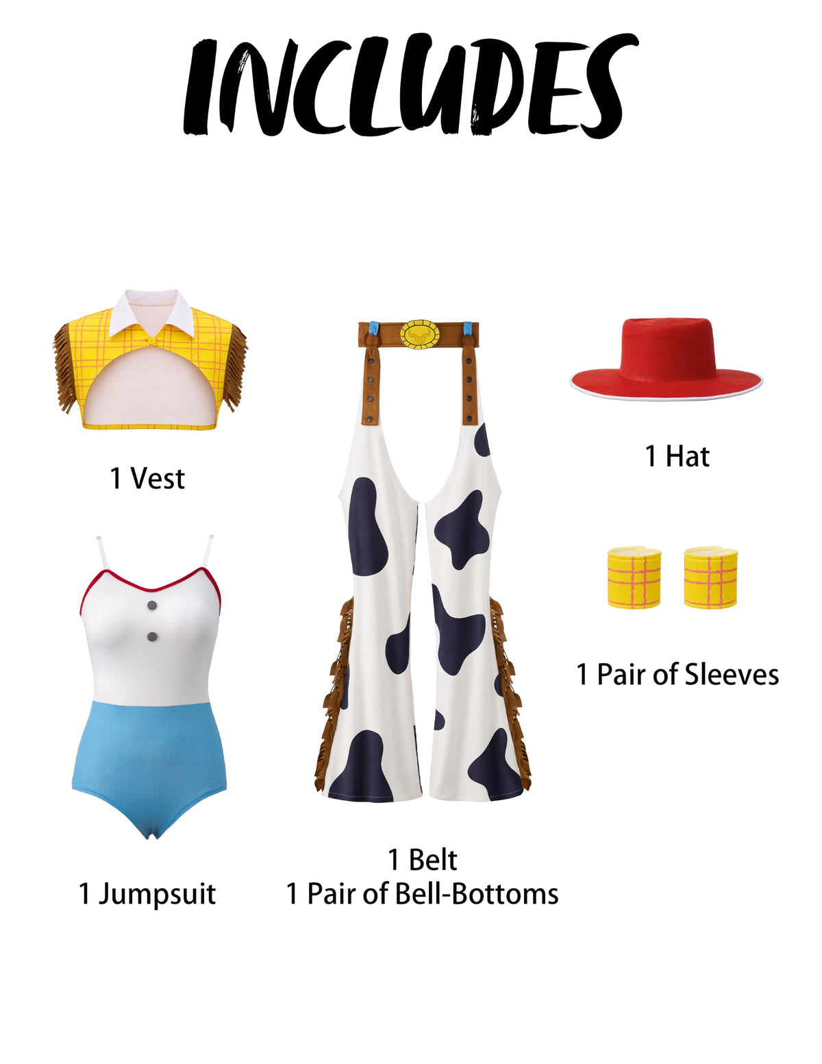 Spooktacular Creations 4 Pc Halloween Cowgirl Costume for Women，Halloween Costume  - Toy Story inspired Cowgirl