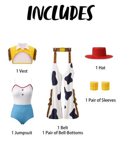 Spooktacular Creations 4 Pc Halloween Cowgirl Costume for Women，Halloween Costume  - Toy Story inspired Cowgirl