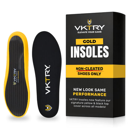 VKTRY Gold for Non-Cleated Shoes - Carbon Fiber Performance Insoles - Customized Athletic Inserts for Sports Basketball Volleyball Running & More | Shock Absorption US M12.5-13, W14.5-15, 121-170lbs