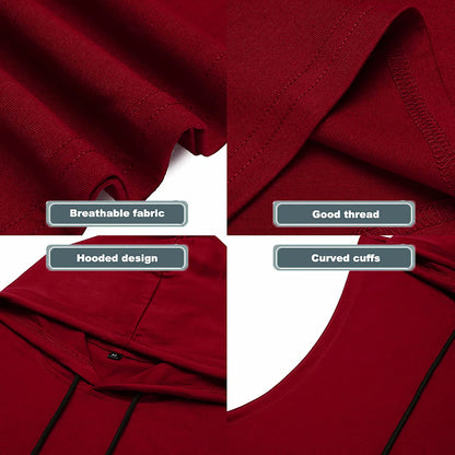 Babioboa Men's Athletic Sleeveless Hoodie Workout Hooded Tank Top Bodybuilding Muscle Cut Off T-Shirt(Wine Red Large)