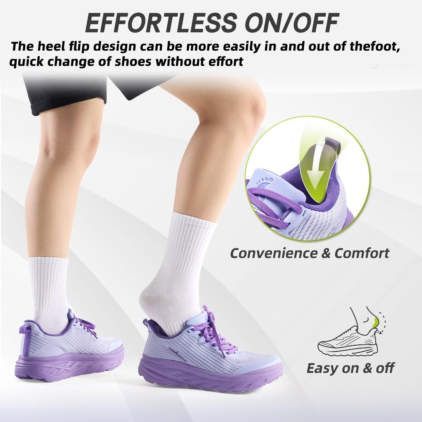 Women's Orthopedic Diabetic Wide Sneakers: Soft Arch Support Recovery Heel Spur Standing Sneakers, Fashion Plantar Fasciitis Hammer Toes Flat Feet Thick Sole Sports Shoes Purple Size 9