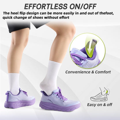 Women's Orthopedic Diabetic Wide Sneakers: Soft Arch Support Recovery Heel Spur Standing Sneakers, Fashion Plantar Fasciitis Hammer Toes Flat Feet Thick Sole Sports Shoes Purple Size 9
