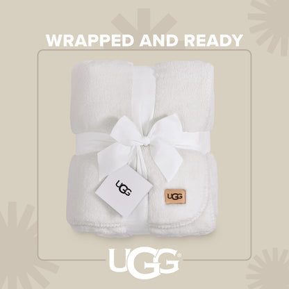 UGG Whitecap Plush Throw Blanket for Couch, Fleece Soft Fuzzy Throw Blankets for Bed, Luxury Home Decor, Apartment Essentials, 50-inch x 70-inch, White Snow