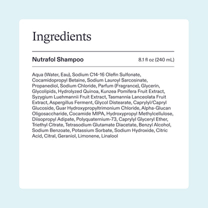 Nutrafol Shampoo, Cleanse and Hydrate Hair and Scalp, Improves Hair Volume, Strength and Texture, Physician-formulated for Thinning Hair, Color Safe, Sulfate Free - 8.1 Fl Oz Bottle