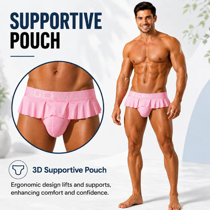 JOCKMAIL Mens Jockstrap Underwear Low Rise Ruffle Waistband Pouch Pink