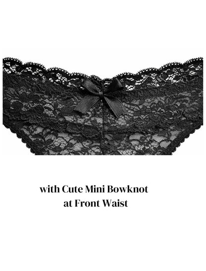 Men's Lace Frilly Sissy Thong Panties Sheer Mesh Bikini Briefs T-back G-string Underwear Black Large