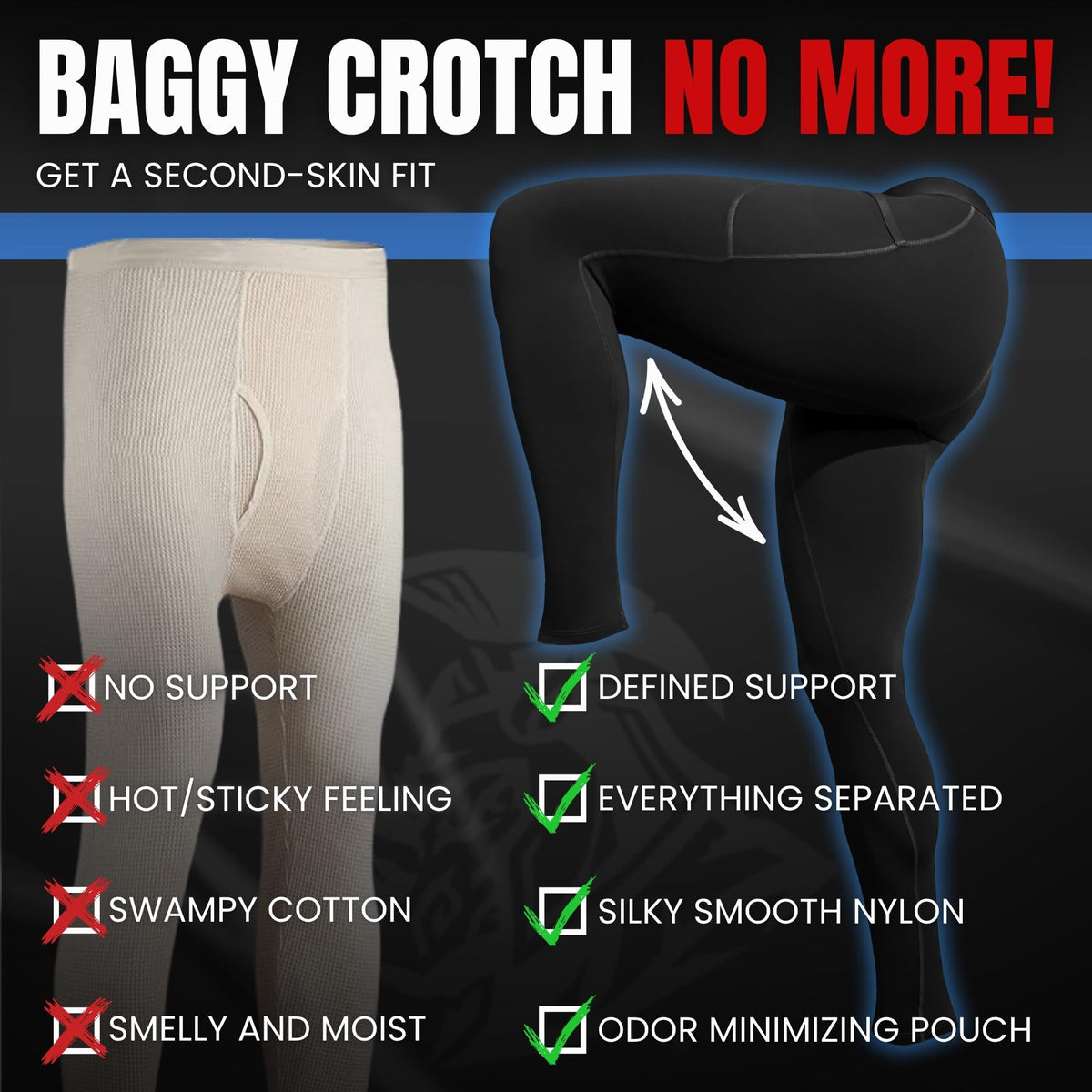 Real Men 28in Nylon Leggings A Pouch Xs 1pk Gry