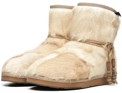 AUMU Women's Classic Mini Sheepskin Winter Boot Fur Boot White Size 10