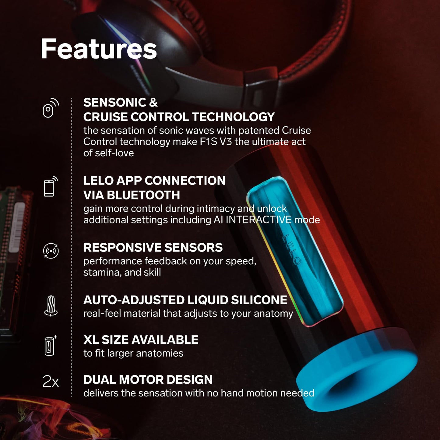LELO F1S V3 Pleasure Console With App, Adult Sex Toys for Men, Automatic Male Sex Toy with 8 Settings And an AI, Male Masturbator, Penis Vibrator, Red