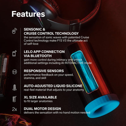 LELO F1S V3 Pleasure Console With App, Adult Sex Toys for Men, Automatic Male Sex Toy with 8 Settings And an AI, Male Masturbator, Penis Vibrator, Red
