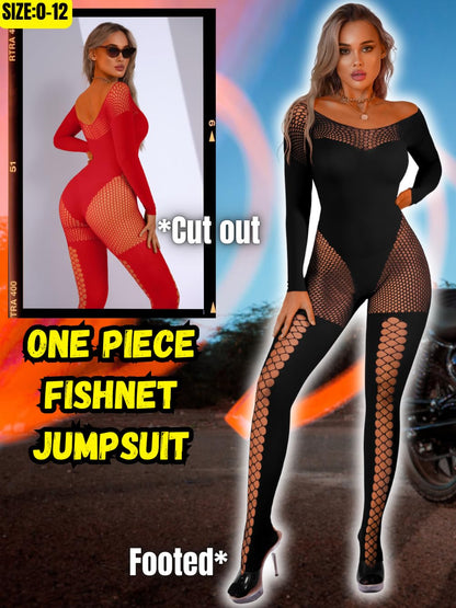 EHSUYAB Womens Sexy Full Fishnet Bodysuit, One Piece Mesh Lace Jumpsuit Body Stockings, Rave Club Poster Exotic Dancer Outfit Black One Size