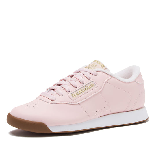 Reebok Princess Sneakers for Women, Comfortable Walking or Tennis Womens Shoes, Pink/White/Gold Metallic, 7