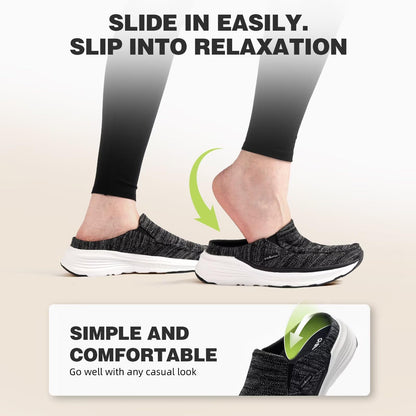 Women's Orthopedic Slip On Slippers Shoes: Comfortable Womens Slip-On for Flat Feet, Light-Weight Slippers for Plantar Fasciitis Relief, Cushioned Rubber Sole Loafers for Comfy Working Black Size 9