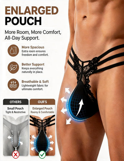 Men's Butterfly Lace Thong Underwear Sissy G-String Strappy Bikini Briefs