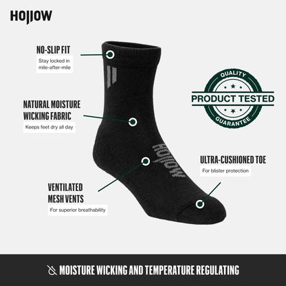 HOLLOW Alpaca Moisture Wicking Socks Men & Women Ankle Socks - Athletic 4PK